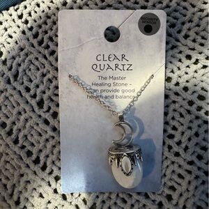 🌟3/$20 Eligible! NWT Clear Quartz Crystal Pendant Necklace - Silver Tone